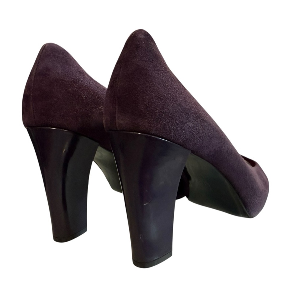 Franco Sarto Purple Suede Peep Toe Block Heel Pumps Pink Lining Size 9.5M